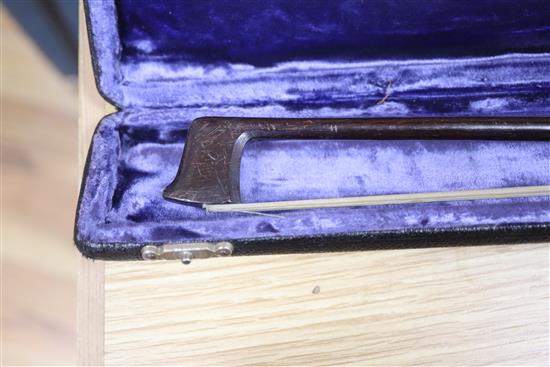 A Baroque cello bow, cased, c.1800